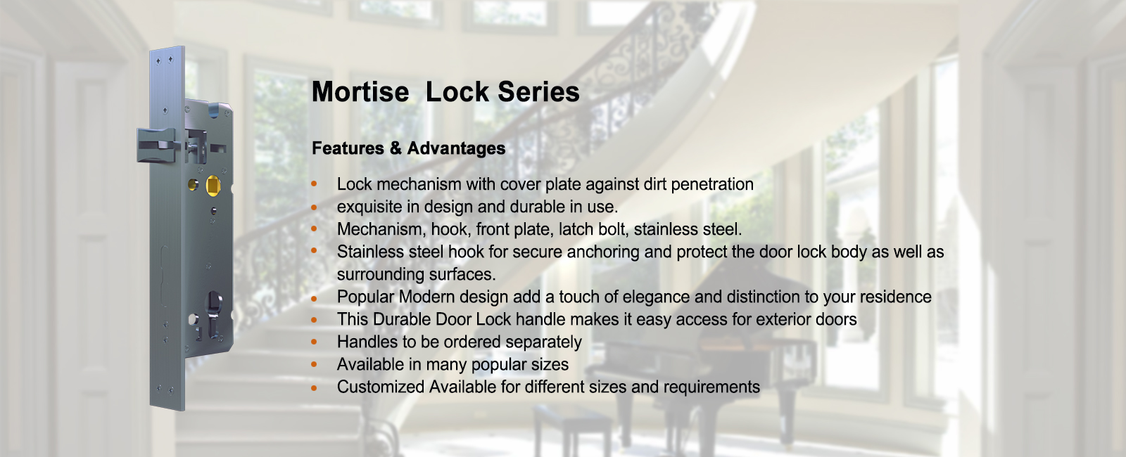 High Class Stainless Steel Mortise Lock