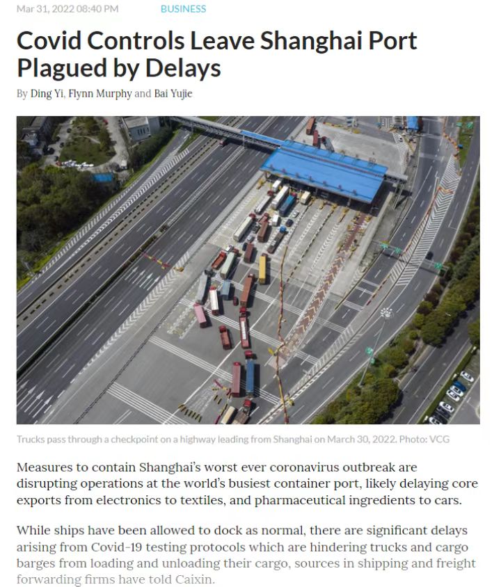 Shipment Delays By The Covid Outbreak In Shanghai
